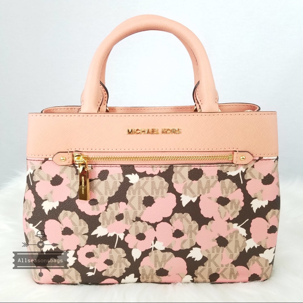 Michael Kors Hailee Xs Satchel peach floral bag - Picture 2 of 8